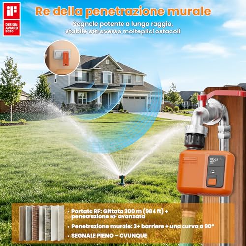 XinFuture WiFi Irrigation Control Unit with RF 300M Technology, Smart Watering Timer Compatible with APP and Alexa Vocal, Computer Irrigation, Rain Delay Timer