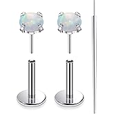 Xnsjeyy 20G 18G 16G F136 Titanium Threadless Flat Back Earrings Nose Studs Tragus Forward Helix Conch Cartilage Lobe Earrings Medusa Labret Snake Bite Monroe Lip Ring Piercing Jewelry For Women Men