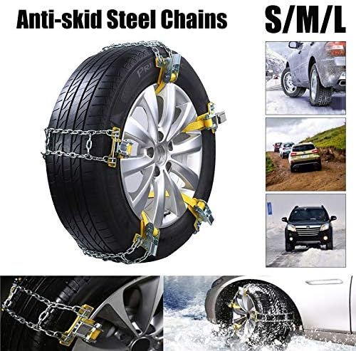 Fayella Tire chain, Auto Manganese Anti-skid Steel Chains Car Skid Belt Snow Mud Sand Tire Clip-on Chain S/M/L For Ice/Snow/Mud Roads,M