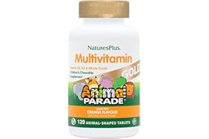 NATURE'S PLUS NaturesPlus Animal Parade Source of Life Gold Children's Multivitamin - Orange Flavor - 120 Chewable Animal Shaped Tablets - Immune Support Supplement - Gluten-Free - 60 Servings