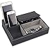 Iremico 5 Compartments Black Leatherette Valet Tray Catchall Caddy-10 Inches