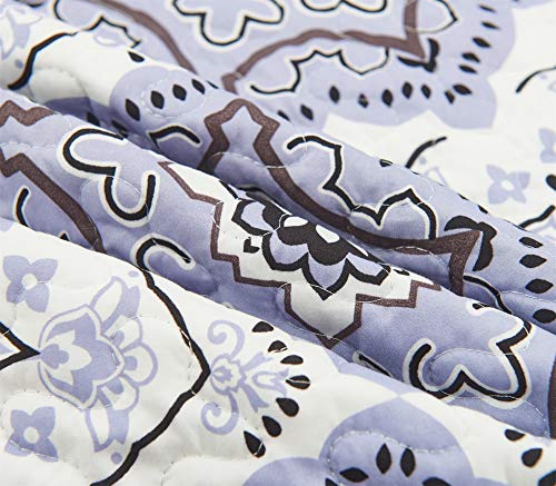 Hannah Linen 4 Piece Down Alternative Quilt Set with Shams and Decorative Pillow - Premium Quality - Hypoallergenic -Plush Microfiber Fill - Machine Washable - (King, Navy Blush Greyson) - Thumbnail 3