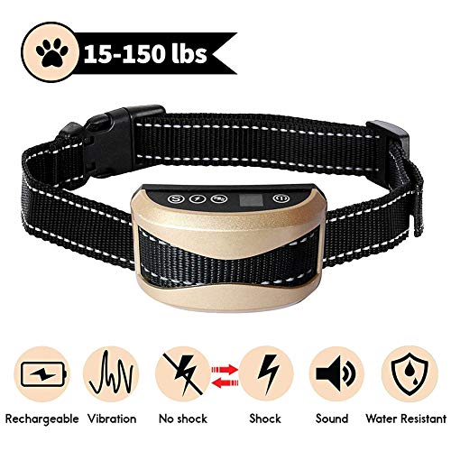 Dog Bark Collar – Newest 2019 Rechargeable Anti Bark Collar – Stop Barking with Beep/Vibration/No Harm Shock – Waterproof Barking Control Collar for Small Medium Large Dogs