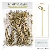 Bamboo Cocktail Picks - 300 Pack - 4.1 inch - With Looped Knot - Great for Cocktail Party or Barbeque Snacks, Club Sandwiches, etc. - Natural Bamboo - Keeps Ingredients Pinned Together - Stylish