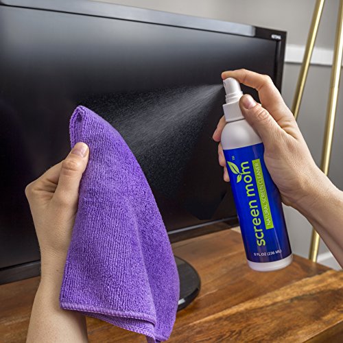 Screen Mom Screen Cleaner Kit 8oz (2-Pack) Best LED & LCD TV, Computer Monitor, Electronics, Phone, Laptop Cleaning, iPad Flat Screen -Includes (2) 8oz Spray Bottles & Large Microfiber Cloths - Thumbnail 2