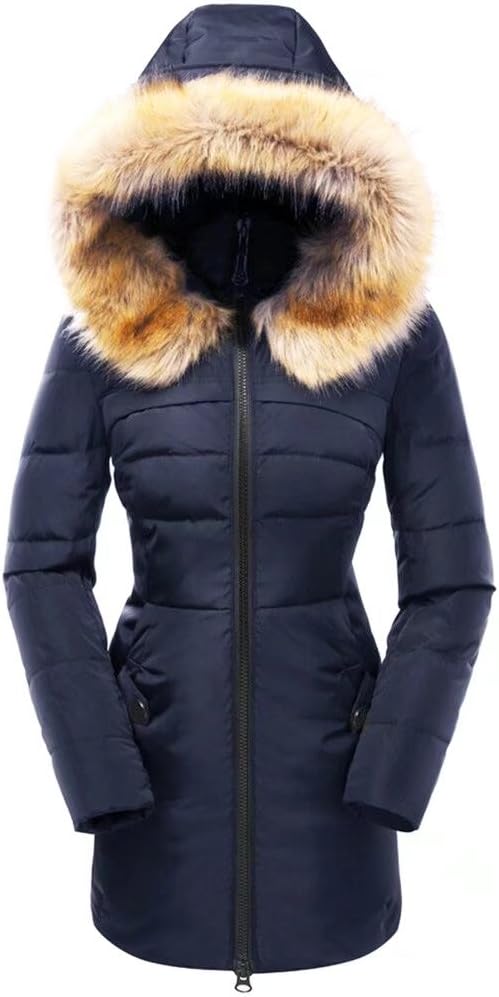 BeiniaValuker Women's Down Coat With Fur Hood With 90% Down Parka Puffer Jacket