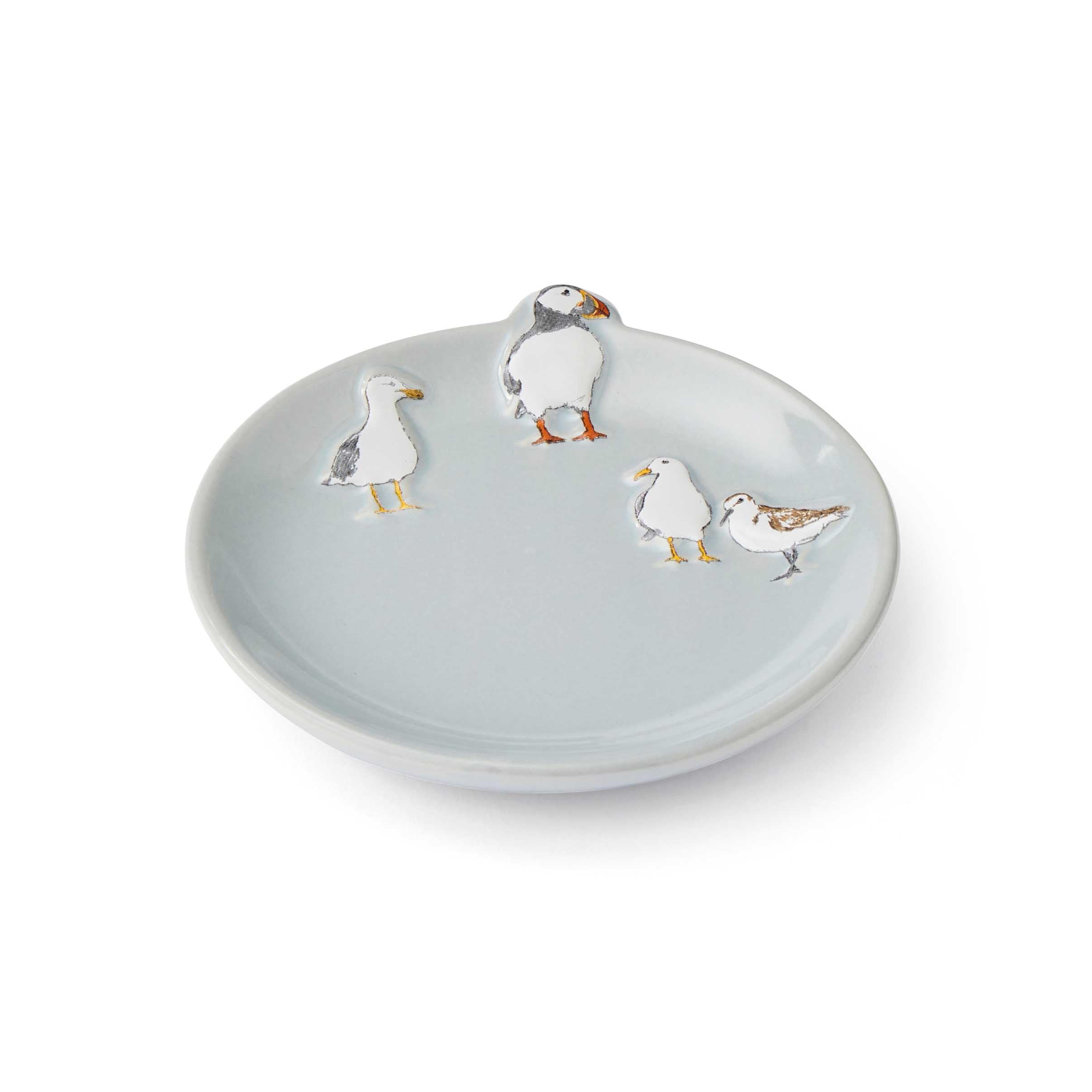 Cooksmart British Designed Ceramic Tea Bag Tidy | Tea Bag Dish For Used Tea Bags | Teabag Dish With Modern Design | Trinket Dish For All Homes or Offices - Coastal Birds