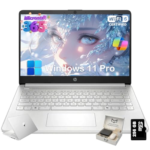 HP 2025 14 inch Laptop Computer for Student & Business, Intel Quad-Core N150 CPU, 16GB RAM, 384GB Storage (128GB UFS+256GB SD Card), 1 Year Office 365, Lightweight, Win 11 Pro, Copilot AI, Silver