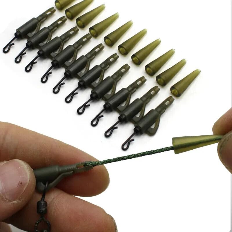 10x Quick Change Hybrid Clips with Tail Rubbers – Carp Fishing Terminal Tackle Set | Anti-Tangle Lead Clip System for Rigs & Swivels