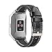 bayite Leather Bands Compatible Fitbit Ionic, Genuine Leather Replacement Accessories Straps Wristband Women Men, Black