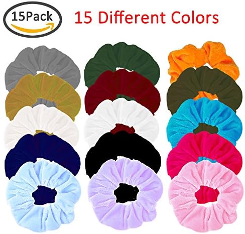 Elastic Hair Tie Hair Velvet Bands Scrunchies Scrunchy Bobbles No Damage Traceless Hair Ring Rope No Crease Ponytail Holders Stretchy Flower Donut Hair Bow Styling Accessories Colorful 15 Pack