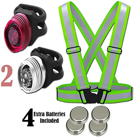Reflective Vest (1 Pack) Aluminum LED Lights - Features 1 Front &amp; 1 Rear | Lightweight, Adjustable &amp; Elastic | Safety &amp; High Visibility for Running, Jogging, Walking, Cycling | Motorcycle Jacket
