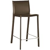 Baxton Studio Crawford Brown Leather Counter Height Stool