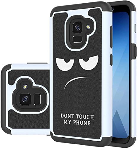 Galaxy A8 2018 Case,Samsung Galaxy A8 2018 Case,[Shock Absorption] Dual Layer Heavy Duty Protective Silicone Plastic Cover Rugged Phone Case for Samsung Galaxy A8 2018 (don't touch my phone)