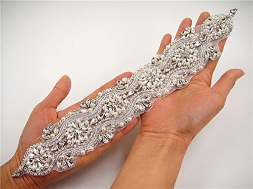 ShiDianYi Wedding Rhinestone Applique Fashion Princess Rhinestone Applique Crystal Trim for Wedding Dress~0926E