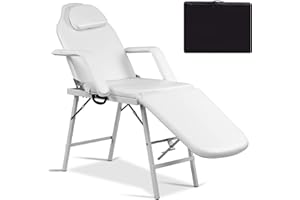 Giantex Adjustable Massage Facial Table Bed, 73 Inch Massage Tattoo Chair for Salon Beauty Spa, Portable Folding Spa Bed Table w/Carry Case, White