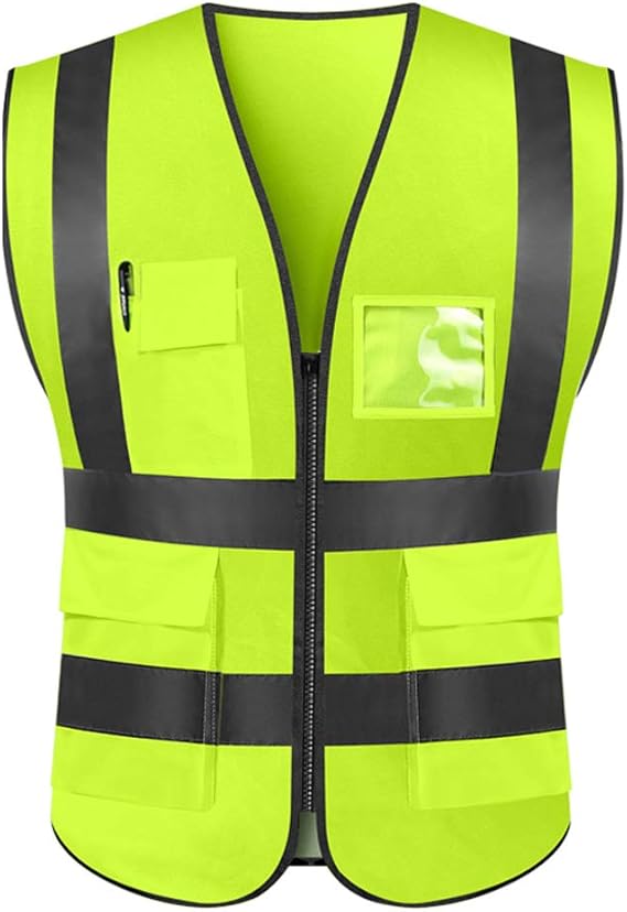 Oycs Safety Vest with Multi Pockets& Reflective Strips High Visibility