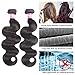VRBest Unprocessed Brazilian Curly Virgin Hair 3 Bundles Brazilian Curly Weave Human Hair Extensions Natural Color 1B (141618)