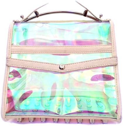 16 Holowood Clear Holographic Studded Satchel (White)