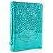 Christian Art Gifts Turquoise Faux Leather Bible Cover for Women | Everlasting Love - Jeremiah 31:3 | Zippered Bible Case Book Cover w/Handle