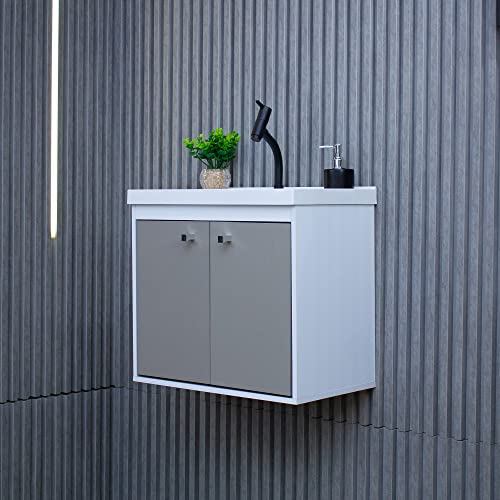 RIVERZZA Gabinete com Cuba Suspenso 100% MDF Branco Gianduia Lilies Móveis