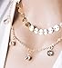 Geerier Stunning Double Layer Coin Choker Necklace Dangle Synthetic Diamond Beads