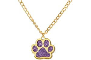 DREUYET Paw Print Necklace for Women Girls Cute Dainty Animal Pendant Necklace Glitter Personalized Colorful Pet Memorial Necklace Dog or Cat Memorial Jewelry Gifts for Cat Mom Animals Lover