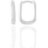 925 Sterling Silver U-Shaped Hoop Earrings | Rhodium-Plated Minimalist Design | Women’s Everyday Modern Jewelry Gift