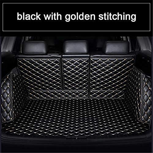 chuchu88 3D Full Leather Car Rear Trunk Mat Boot Mat for Nissan Patrol Y62-2012-2018 Custom Fit Car Cargo Liner(Black with Golden Stitching)