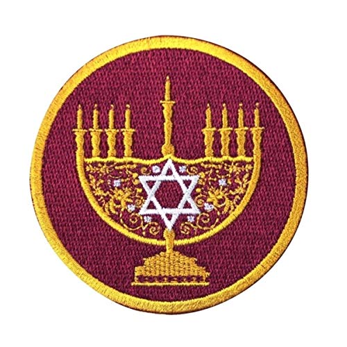 Hanukkah Menorah Judaism Holiday Patch Jewish Ceremony Symbol Iron On Applique