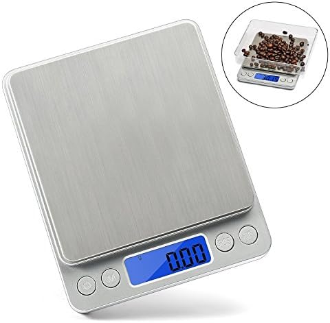 Ksperway 500g/0.01g Digital Kitchen Scale, High-precision Pocket Food Scale with Back-Lit LCD Display, Stainless Steel Batteries Included