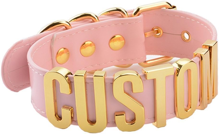 Customized Choker Collar Necklace PU Leather Custom Personalized Name Choker Custom Name Necklace Women