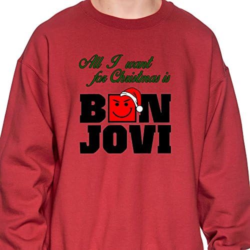 Bon Jovi Sweatshirt - Christmas Jovi Sweatshirt (X-Large, Red)