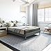Decoro Claridge Upholstered Mattress Foundation | Platform Bed | Metal Frame with Wood Slat Support | Grey, California King Size