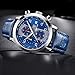 BENYAR Fashion Watches Quartz Chronograph Waterproof Blue Casual Sport Wrist Leather Band Watch For Men (Blue)