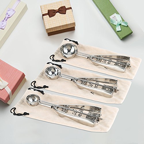 Anleolife Stainless 18/8 Ice Cream Scoops Cookies Scoopers Melon Baller Cupcake Top Maker Set of 3, for Candy Dough Batter, LIFETIME Guarantee - Thumbnail 6