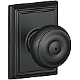 Schlage F40 GEO 622 ADD Georgian Door Knob with Addison Trim, Bed & Bath Privacy Lock, Matte Black