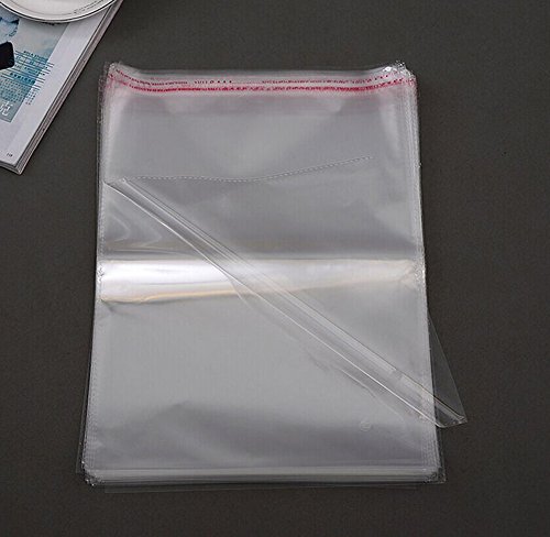 J-Beauty 9 x 13 Inch Clear Apparel Bags Self Seal Flap for T-shirt,Clothes,Party Wedding Gift Bags (100 Pcs) - Thumbnail 2