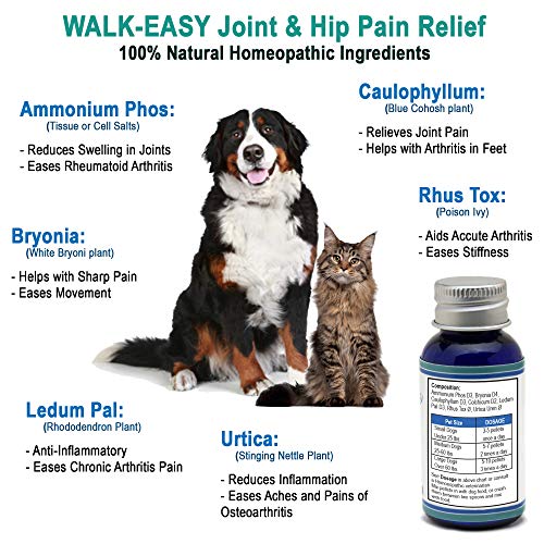 WALK-EASY Hip and Joint Supplement for Dogs and Cats; Advanced Anti-inflammatory Support and Arthritis Pain Relief Pills | Natural, Chemical-free and Easy To Give Your Pet - 2 Pack