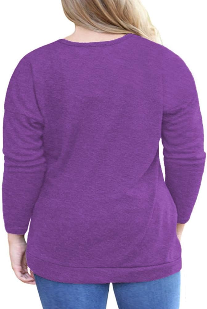 VISLILY Womens Plus Size Tops Long Sleeve Buttons Casual Shirt with Pockets