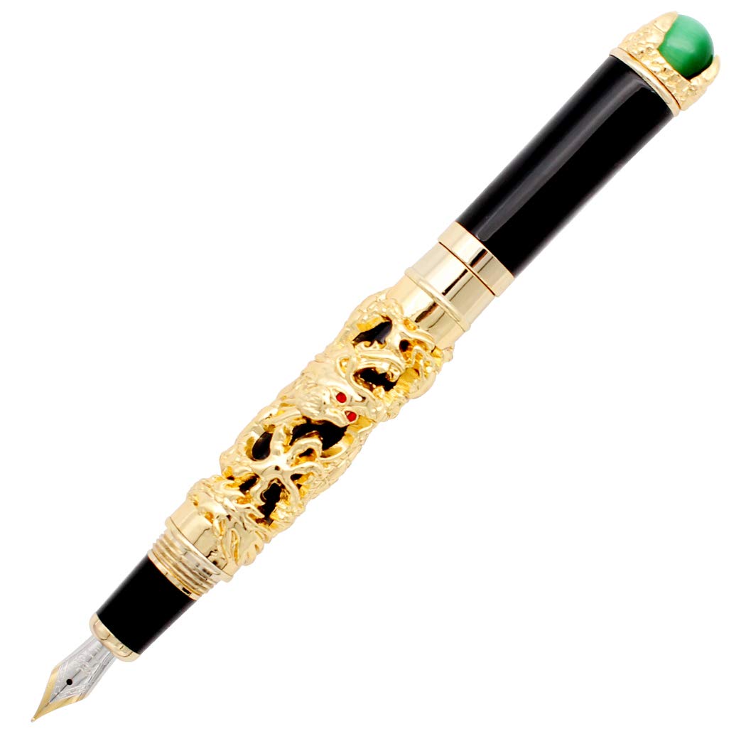 Gullor Wholesale Noble JINHAO golden dragon king play pearl fountain pen beautiful retro culture gift pen