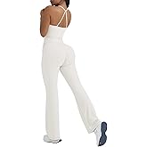 OMKAGI 2 Piece Workout Sets for Women Padded Tank Tops Flare Leggings Pilates Outfits