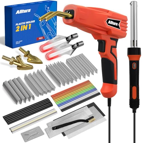 Photo 1 of Allturn Plastic Welder,Plastic Welding Kit 3 in 1,Plastic Repair Welder Kit,1000pcs Plastic Welding Staples,Plastic Welding Rods Kit,Repair for Most Thermoset Plastics (Red)