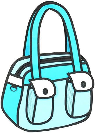 Upchenli Canvas Cartoon Shoulder Messenger Bag 2D Drawing 3D Handbag,Blue