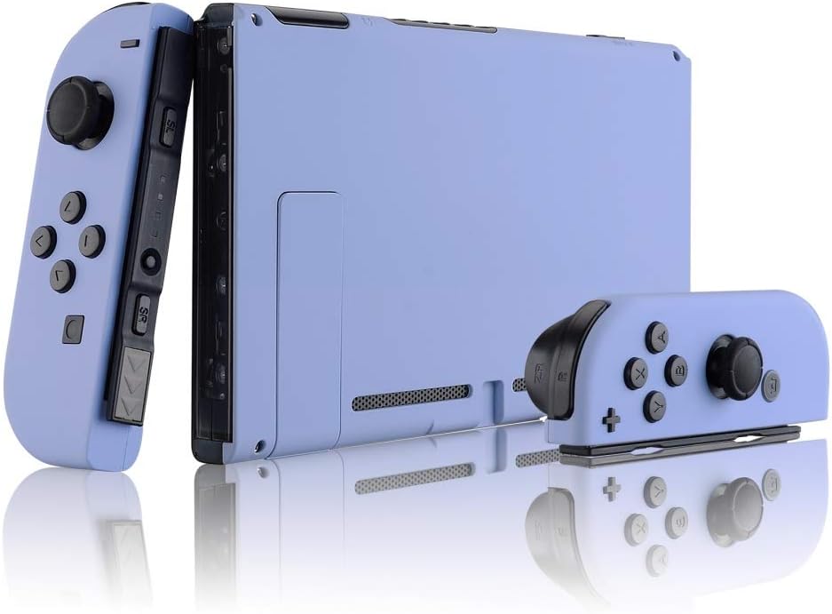 eXtremeRate Soft Touch Grip Back Plate for Nintendo Switch Console, NS Joycon Handheld Controller Housing with Full Set Buttons, DIY Replacement Shell for Nintendo Switch - Light Violet: Video Games