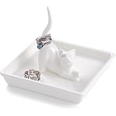 PUDDING CABIN Cat Mom Gifts for Women, Cat Ring Holder for Jewelry, Jewelry Tray Dish Rings Bracelets Earrings Trinket Tray, Gifts for Cats Lovers Mother's Day Birthday Christmas Wedding