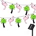 Obrecis 10 LED Flamingo and Palm Tree Solar String Light Outdoor Waterproof, Novelty Lamp for Patio, Party, Tree, Yard, Garden Decorations -10.7ft (Flamingo & Palm Tree)