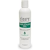 Cleure Lightweight Hair Styling Gel - Hypoallergenic, Fragrance Free for Edge Control to Tame Frizz with Medium Hold (8 fl oz, Pack of 1)
