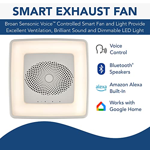 BroanNuTone VC110CCT Sensonic Alexa Voice Controlled Smart Exhaust Fan with Dimmable LED Light