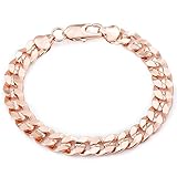 Trendsmax Boys Mens Chain Round Cut Curb Cuban Link Rose Gold Plated Bracelet 9mm 7-11inch